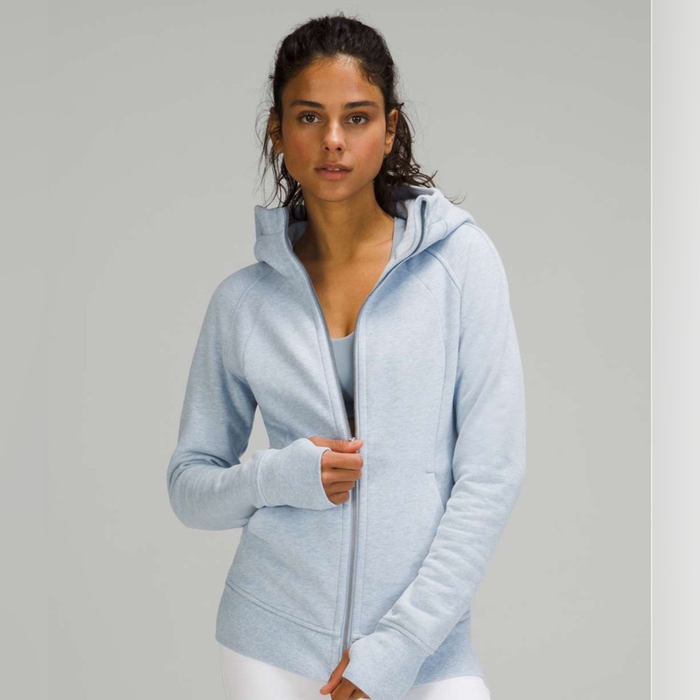 Lululemon Scuba Hoodie *Light Cotton Fleece Heathered Blue Linen Size 10